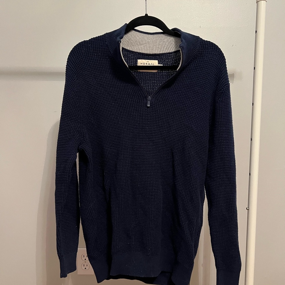 The Normal Brand Men's Navy Half-Zip Sweater